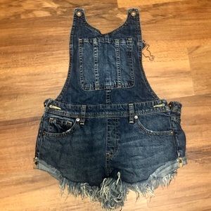 Free People Denim Overall Shorts